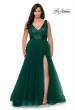 Picture of: Curvy A-line Prom Gown with Sequin Bodice and Tulle Skirt in Emerald, Style: 29045, Detail Picture 1