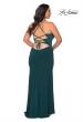 Picture of: Jersey Plus Size Dress with Slit and Lace Up Back in Emerald, Style: 29055, Detail Picture 1