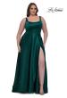 Picture of: A-line Satin Plus Prom Dress with Rhinestone Neckline in Emerald , Style: 33026, Detail Picture 1