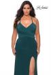 Picture of: Jersey Plus Size Dress with Slit and Lace Up Back in Emerald, Style: 29055, Detail Picture 2
