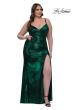 Picture of: Metallic Plus Size Prom Dress with Flattering Ruching in Emerald , Style: 33020, Detail Picture 2