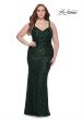 Picture of: Beaded Lace Plus Dress with Ruching and V Neckline in Emerald, Style: 31982, Detail Picture 3