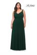 Picture of: Net Jersey Plus Size Long Dress with Slit and V Neck in Emerald, Style: 29075, Detail Picture 4