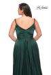 Picture of: Ruffle Slit Satin Long Plus Size Dress with V Neck in Emerald, Style: 29740, Detail Picture 4