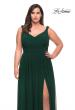 Picture of: Net Jersey Plus Size Long Dress with Slit and V Neck in Emerald, Style: 29075, Detail Picture 5