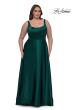 Picture of: A-line Satin Plus Prom Dress with Rhinestone Neckline in Emerald , Style: 33026, Detail Picture 5