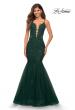 Picture of: Tulle and Lace Mermaid Gown in Jewel Tones in Emerald, Main Picture