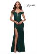 Picture of: Lace Off the Shoulder Gown with Deep V Neckline in Emerald, Style 29693, Main Picture