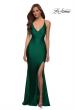 Picture of: V Neck Jersey Fitted Prom Dress with Tie Up Back in Emerald, Style 29785, Main Picture