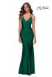 Picture of: Fitted Long Jersey Gown with Criss Cross Bodice in Emerald, Style 29848, Main Picture