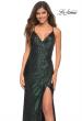 Picture of: Long Sequin Gown in Jewel Tones with V Neckline in Emerald, Main Picture
