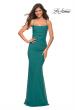 Picture of: Ruched Net Jersey Gown with Square Neckline in Emerald, Main Picture