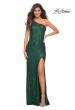 Picture of: One Shoulder Luxurious Soft Sequin Dress with Slit in Emerald, Main Picture