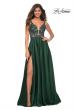 Picture of: Gorgeous Satin Gown with Sheer Lace Bodice in Emerald, Main Picture