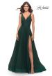 Picture of: Tulle Ball Gown with High Slit and V Neckline in Emerald, Style: 31149, Main Picture