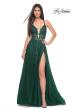 Picture of: Lace Embellished A-line Dress with Lace Up Back in Emerald, Style: 32147, Main Picture
