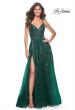 Picture of: Fabulous A-Line Gown Embellished with Sequin Beaded Applique in Jewel Tones in Emerald, Style: 32346, Main Picture