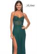 Picture of: Fishnet Rhinestone Fitted Dress with Bustier Top and High Neckline in Emerald, Style: 32446, Main Picture