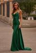 Picture of: Satin Gown with Cowl Neck and Open Back in Emerald, Style: 33193, Main Picture