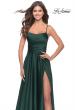 Picture of: A Line Satin Gown with Ruching and Square Neckline in Emerald, Style: 31105, Detail Picture 8