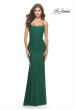 Picture of: Intricate Lace Up Back Jersey Gown with Ruching in Emerald, Style: 31330, Detail Picture 8