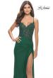 Picture of: Lace Asymmetrical Gown with Jersey Skirt and Twist Knot Detail in Emerald, Style: 31520, Detail Picture 8