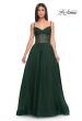 Picture of: A-Line Rhinestone Tulle Embellished Gown with Illusion Top in Emerald, Style: 31970, Detail Picture 8