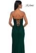 Picture of: Simple Net Prom Dress with High Slit and Flattering Ruching in Emerald, Style: 33018, Detail Picture 8