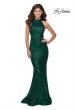 Picture of: Long Sequin Gown with High Neckline and Lace Back in Emerald, Style: 28612, Detail Picture 9