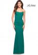 Picture of: Net Jersey Long Dress with Ruching and Diamond Straps in Emerald, Style: 30701, Detail Picture 9