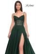 Picture of: A-Line Rhinestone Tulle Embellished Gown with Illusion Top in Emerald, Style: 31970, Detail Picture 9