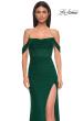 Picture of: Simple Off the Shoulder Net Jersey Dress with Sheer Waist in Emerald , Style 32684, Detail Picture 9