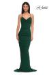Picture of: Fitted Ruched Net Jersey Dress with Low Back in Emerald , Style 32834, Detail Picture 9