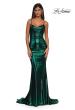 Picture of: Metallic Jersey Dress with Low Back and Ruching in Emerald, Style: 32932, Detail Picture 9