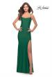 Picture of: Long Prom Dress in Luxurious Jersey with Slit in Emerald, Style: 30436, Detail Picture 10