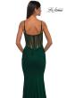 Picture of: Ruched Corset Top Prom Dress with Deep V in Emerald , Style: 32642, Detail Picture 10
