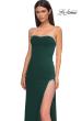 Picture of: Strapless Jersey Dress with Rhinestone Neckline and Slit Detail in Emerald , Style 32825, Detail Picture 10