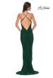 Picture of: Fitted Ruched Net Jersey Dress with Low Back in Emerald , Style 32834, Detail Picture 10
