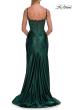 Picture of: Lace and Satin Fitted Gown with High Slit and Spaghetti Straps in Emerald, Style: 33325, Detail Picture 10