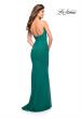 Picture of: Net Jersey Long Dress with Ruching and Diamond Straps in Emerald, Style: 30701, Detail Picture 11