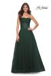 Picture of: A-line Square Neck Tulle Ballgown with Illusion Waist in Emerald, Style: 32017, Detail Picture 11
