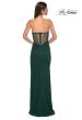 Picture of: Strapless Jersey Dress with Rhinestone Neckline and Slit Detail in Emerald , Style 32825, Detail Picture 11