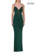 Picture of: Rhinestone Lace Jersey Gown with Ruched Back and Crisscross Straps in Emerald, Style: 33504, Detail Picture 11