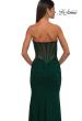 Picture of: Simple Net Jersey Prom Dress with Unique Corset Bodice in Emerald , Style: 32734, Detail Picture 12