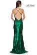 Picture of: Simple Metallic Jersey Dress with Draped Neckline and Low Back in Emerald , Style 32782, Detail Picture 12