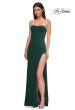 Picture of: Strapless Jersey Dress with Rhinestone Neckline and Slit Detail in Emerald , Style 32825, Detail Picture 12