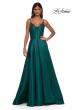 Picture of: Mikado A-line Gown with Lace Detail Neckline in Emerald, Style: 32878, Detail Picture 13