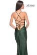 Picture of: Fitted Long Jersey Prom Dress with Ruching and Lace Up Back in Emerald, Style: 31618, Detail Picture 17