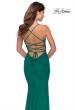 Picture of: Fitted Jersey Long Dress with Lace Up Back in Emerald, Style: 28541, Back Picture