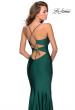 Picture of: Empire Waist Jersey Dress with Lace Up Back in Emerald, Style: 28584, Back Picture